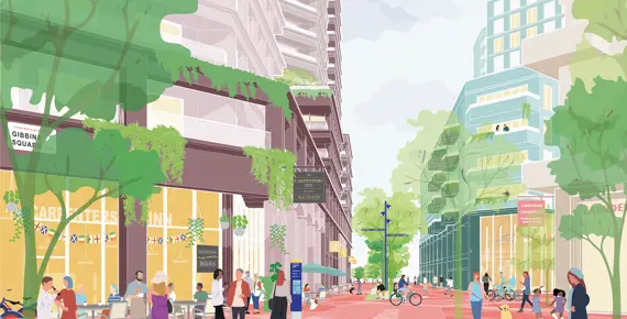 Illustration of the new Station Quarter by Metropolitan Workshop