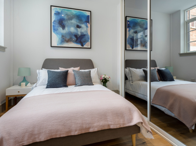 Cheviot House, Whitechapel, London E1, interior, bedroom space