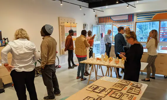 Resident engagement at the Dovetail engagement space, The Carpenters Estate, Newham.