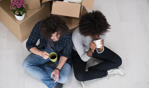 Couple on moving day