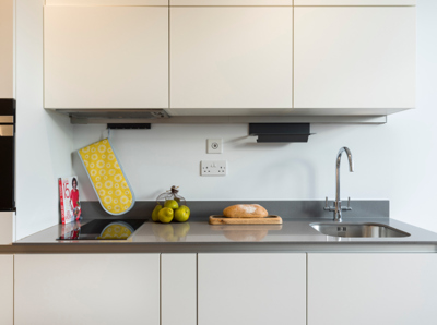 Cheviot House, Whitechapel, London E1, interior, modern kitchen, studio living